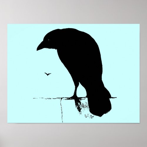 Raven Silhouette _ Vintage Goth Ravens  Crows Poster