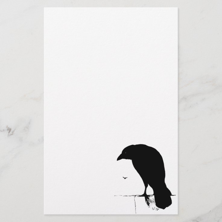 Raven Silhouette - Vintage Goth Ravens &amp; Crows Stationery | Zazzle