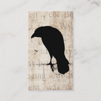 Raven Silhouette - Vintage Retro Ravens & Crows Business Card by SilverSpiral at Zazzle