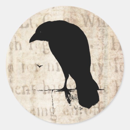 Raven Silhouette _ Vintage Retro Ravens  Crows Classic Round Sticker