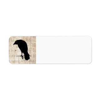 Raven Silhouette - Vintage Retro Ravens & Crows Label