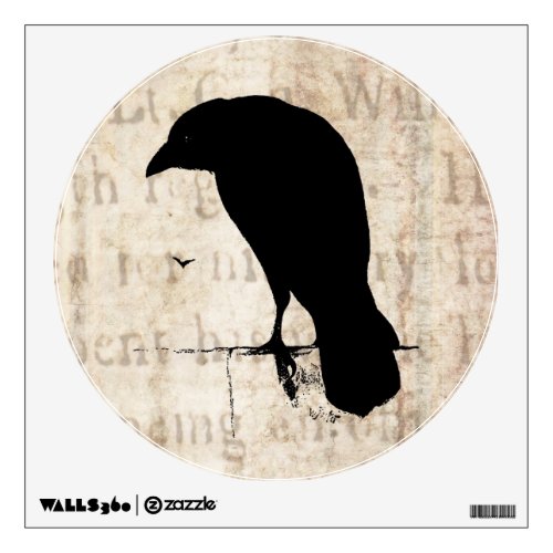 Raven Silhouette _ Vintage Retro Ravens  Crows Wall Decal