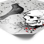 Raven Sings Song of Death on Skull Illustration Photo Print (Corner)