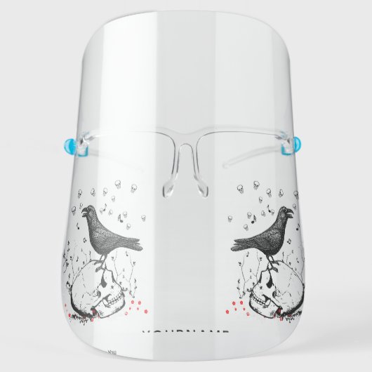Raven Sings Song of Death on Skull Personalize Face Shield (Front)