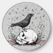 Raven Sings Song of Death on Skull Wireless Charger (Front)