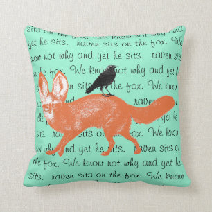 Raven Sits On The Fox Throw Pillow