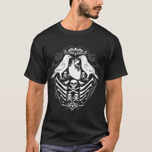 Raven Skull and Bones Crest T_Shirt