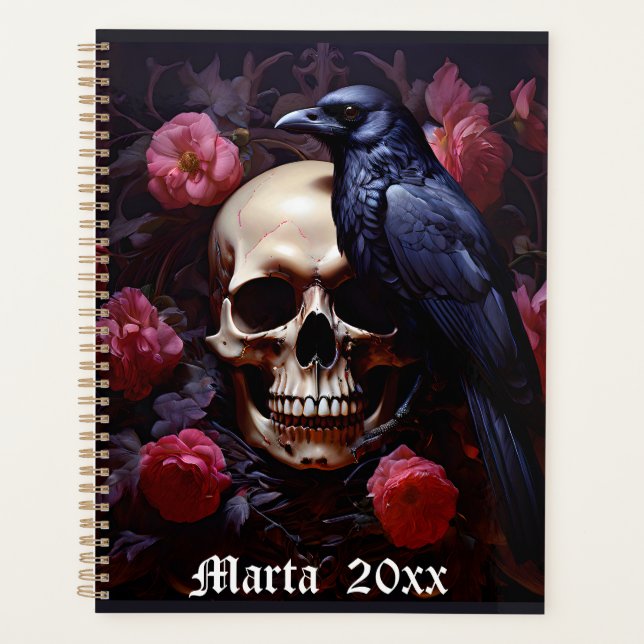 Raven Skull and Roses Planner (Front)