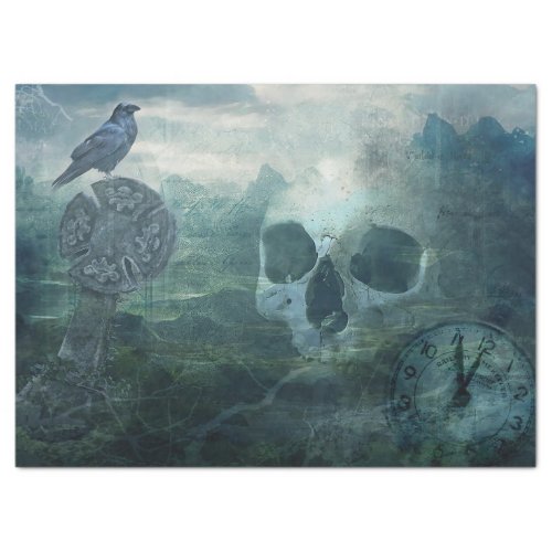 Raven Skull decoupage Tissue Paper