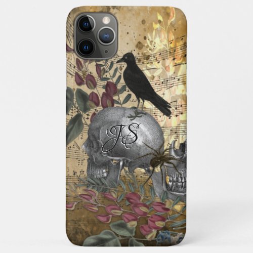 Raven Skull Floral iPhone 11 Pro Max Case