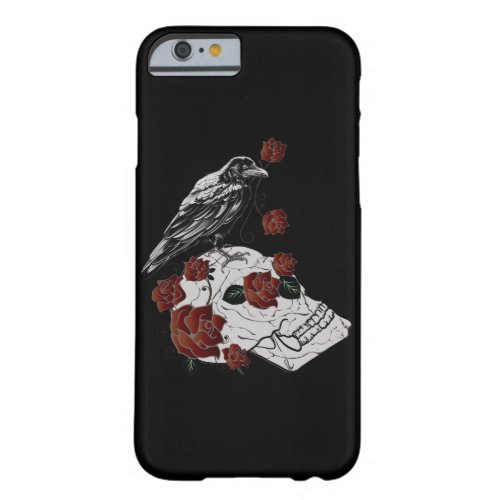 Raven Skull  Roses Phone Case