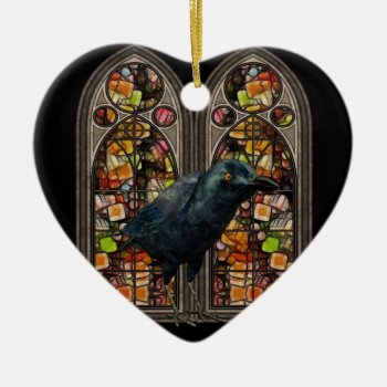 Raven Stained Glass Custom Samhain Heart Ornament by xgdesignsnyc at Zazzle