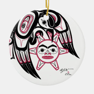 Raven Stealing the Sun Ceramic Ornament
