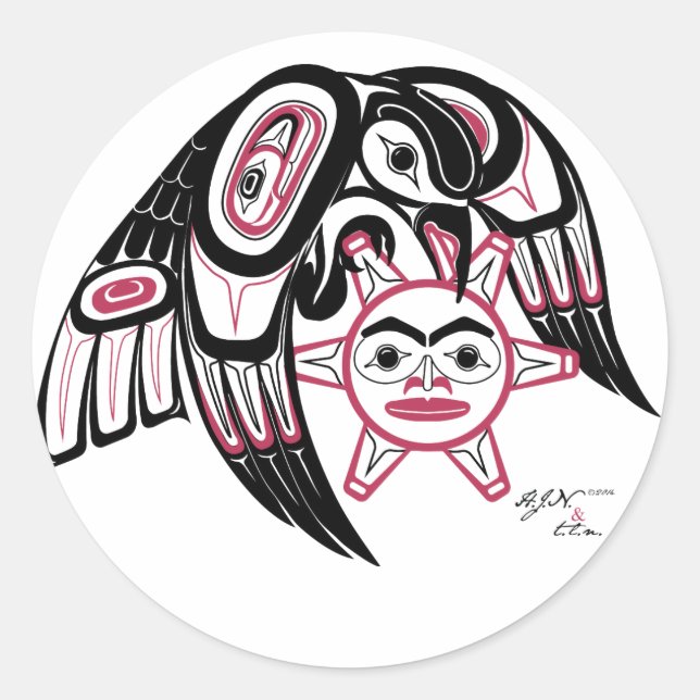 Raven Stealing the Sun Classic Round Sticker (Front)