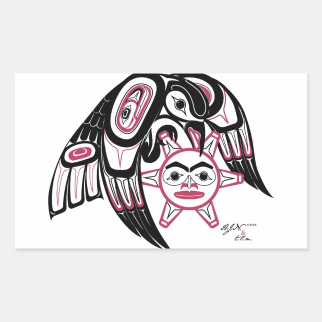 Raven Stealing the Sun Rectangular Sticker (Front)