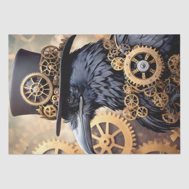 Raven Steampunk Art Tissue Paper (Front)