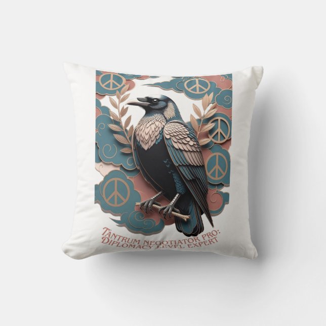 Raven Tantrum Mediator T Shirt Throw Pillow (Front)
