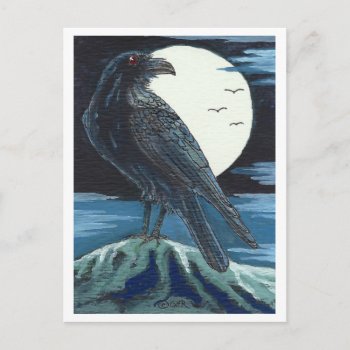 Raven & The Moon Postcard by GailRagsdaleArt at Zazzle