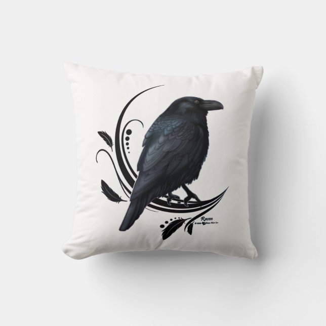 Raven Throw Pillow (Front)
