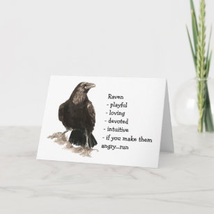 Handcrafted Raven Greeting Card