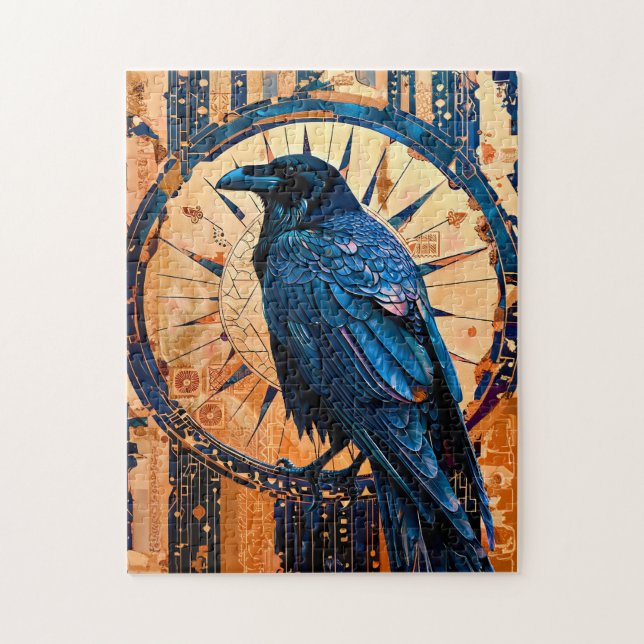 Raven Totem – Mystic Art Deco Symbol Jigsaw Puzzle (Vertical)
