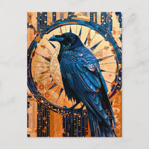 Raven Totem – Mystic Art Deco Symbol Postcard