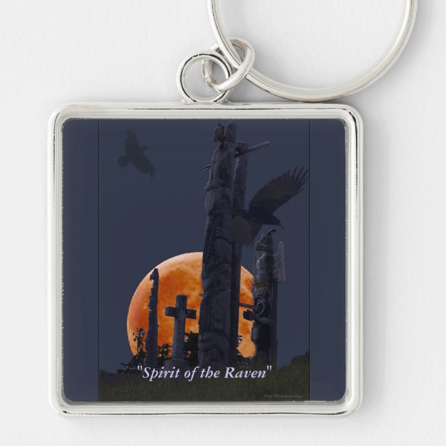 Raven & Totems in a Cemetery Keychain (Front)