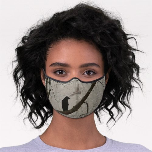 Raven Tree Branch Fog Mist Woods Premium Face Mask