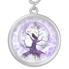 Raven Tree Lavender Purple Moon Crow Necklace