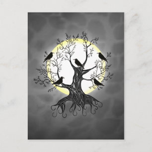 Raven Tree with Moon Postcard