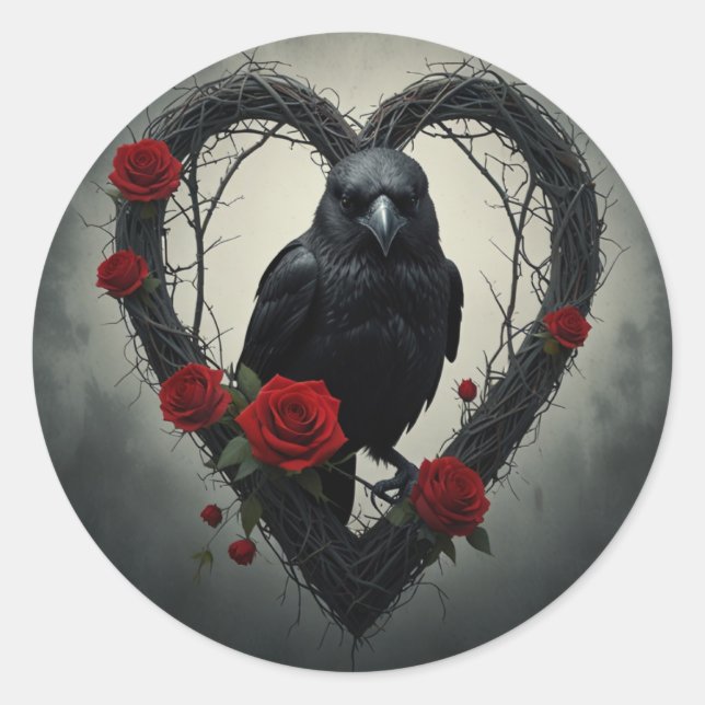 Raven Valentine´s  Classic Round Sticker (Front)