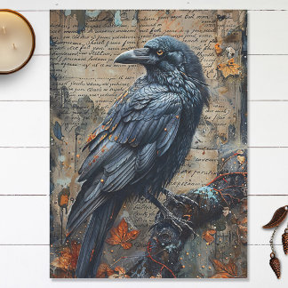 Raven Vintage Calligraphy Decoupage Tissue Paper