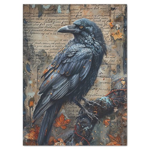 Raven Vintage Calligraphy Decoupage Tissue Tissue Paper