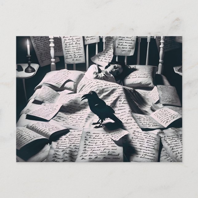 Raven Watching Sleeping Woman Postcard (Front)