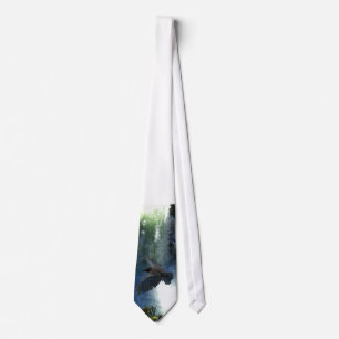 RAVEN & WATER FALL Nature Gifts Neck Tie