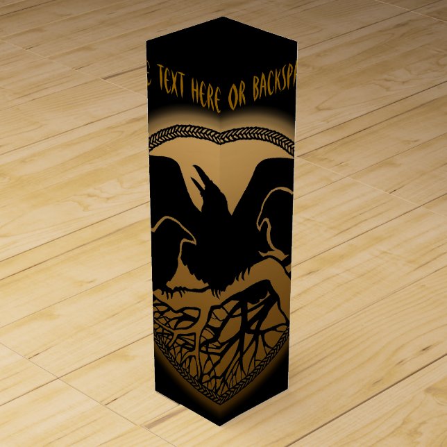 Raven Wine Box Personalize Raven Art Wine Gift Box (Front)