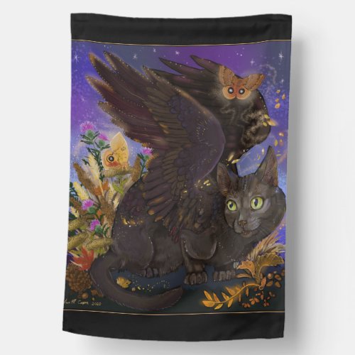 Raven Winged Autumn Magic Cat House Flag