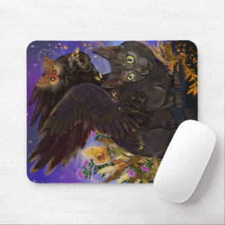 Raven Winged Autumn Magic Cat Mouse Pad