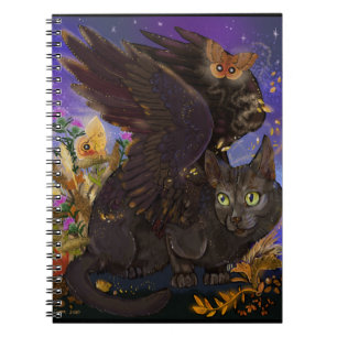Raven Winged Autumn Magic Cat Notebook