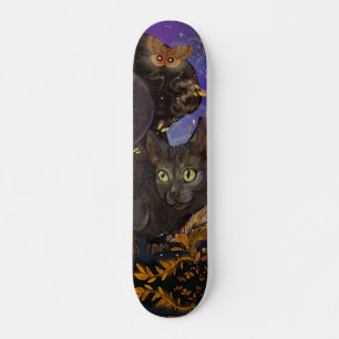 Raven Winged Autumn Magic Cat Skateboard