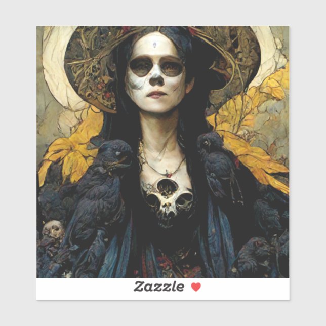 Raven Witch 3 Fantasy Horror Goth Gothic Sticker (Sheet)