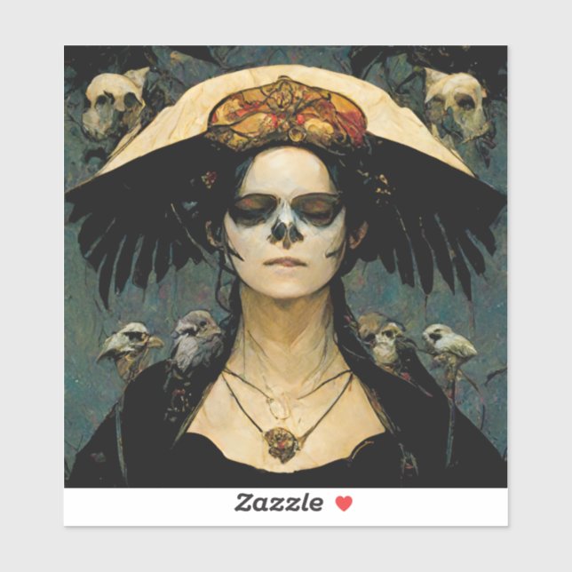 Raven Witch 4 Fantasy Horror Goth Gothic Sticker (Sheet)