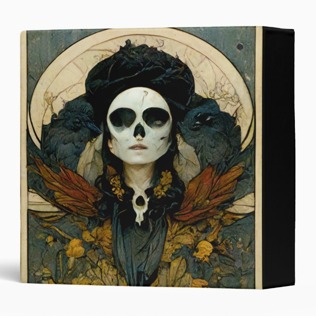 Raven Witch Fantasy Horror Goth Gothic 3 Ring Binder (Back/Spine)