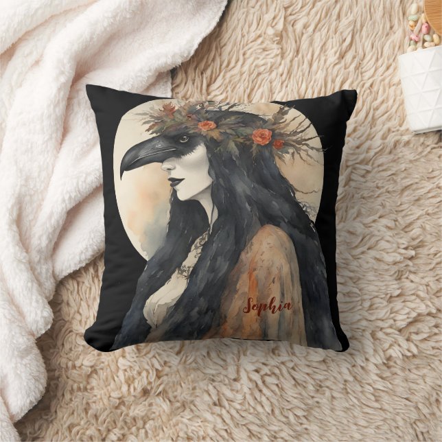 Raven Witch Throw Pillow (Blanket)