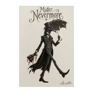 Raven with a Black Umbrella Acrylic Print