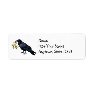 Raven with Mistletoe Return Address Labels