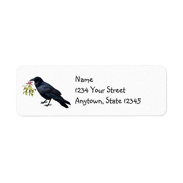 Raven with Mistletoe Return Address Labels (Front)