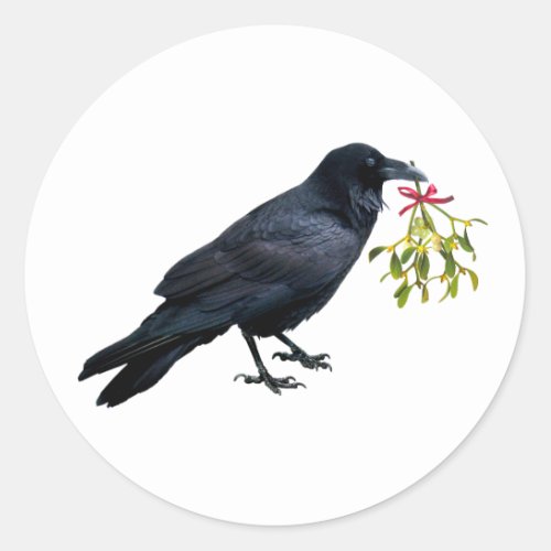 Raven with Mistletoe Stickers