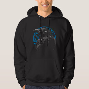 Raven with Norse Runes - Dark Art Hoodie