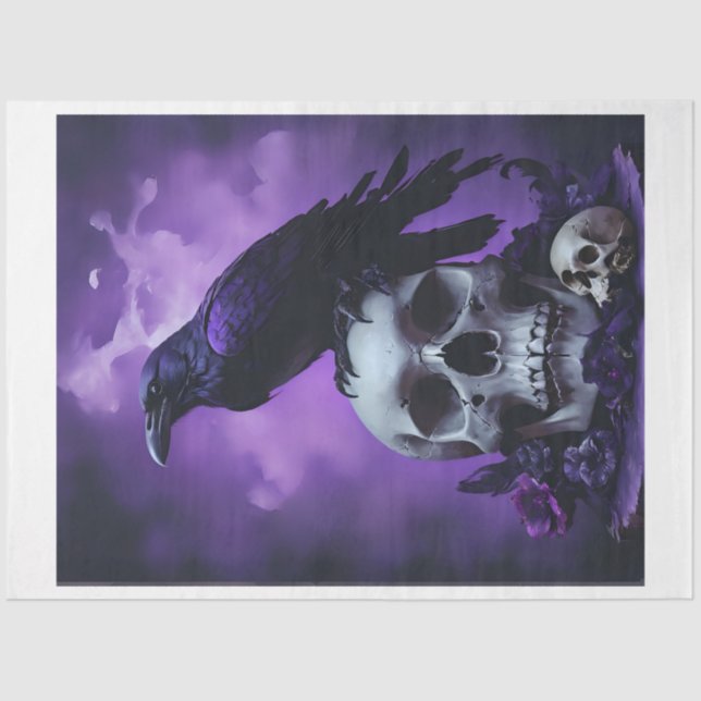 Raven With Skulls Tissue Paper (Front)